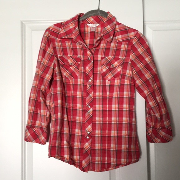 Arizona Jean Company Tops - Pink plaid western shirt